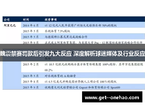 魏震禁赛罚款后引发九大反应 深度解析球迷媒体及行业反应